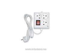 Bloc multiprises carré avec interrupteur (3x2P+T 3m) - INGELEC