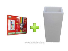 Pot pyramidal 75 cm + Ampoule LED télécommandée multicolore