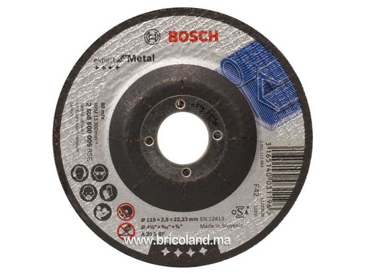 Disque à tronçonner à moyeu déporté pour métal 115 x 2.5mm - Bosch