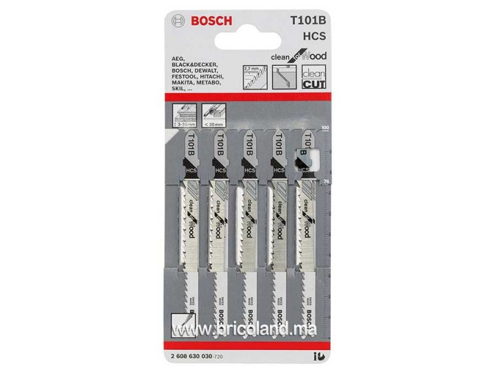 Lame de scie sauteuse pour bois T 101 B HCS 5 pièces - Bosch