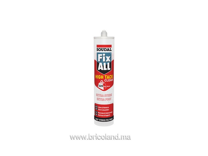 Colle-mastic transparent Fix All High Tack Clear 290ml - Soudal