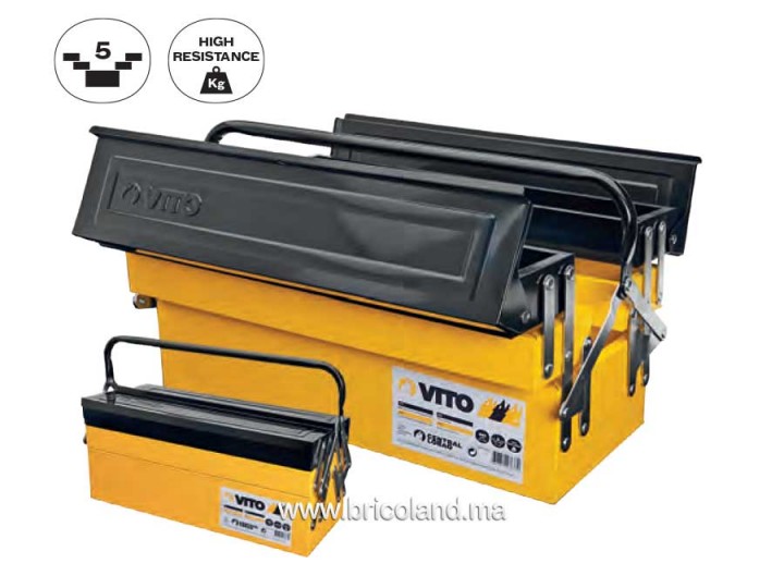 Boite à outils métallique 5 compartiments 465mm - Vito