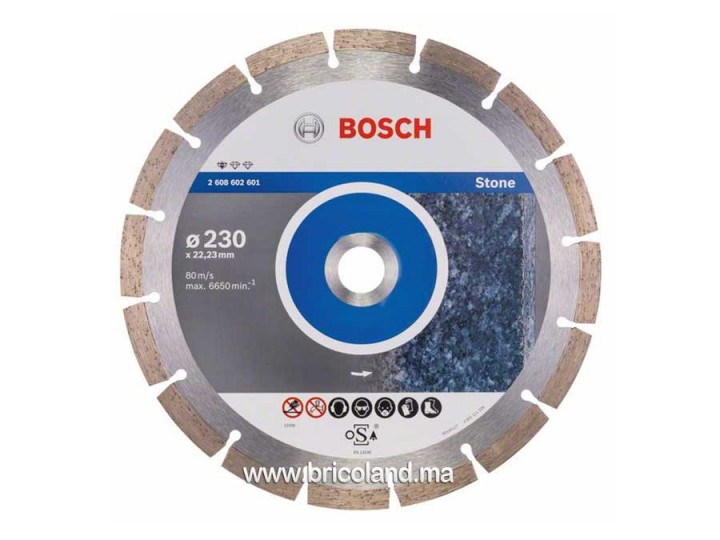  Disque à tronçonner diamanté Standard pour Pierre - 230 x 22,23 x 2,3 x 10 mm - Bosch