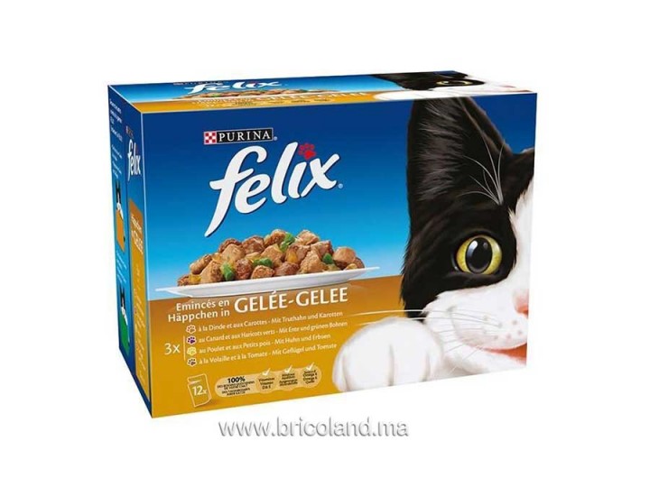 Felix emincés 12x85g aux volailles en gelée pour chat - Purina