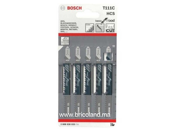Lame de scie sauteuse pour bois T 111 C HCS 5 pièces - Bosch