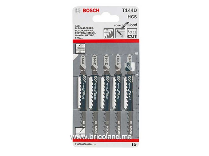 Lame de scie sauteuse pour bois T 144 D HCS 5 pièces - Bosch