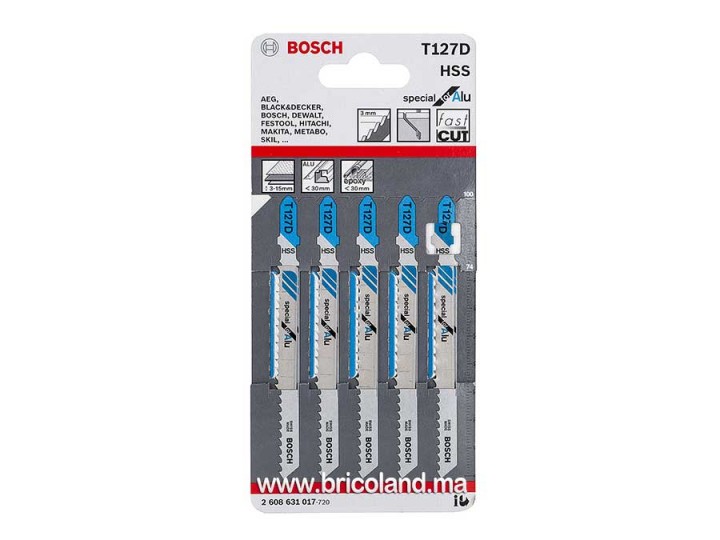 Lame de scie sauteuse pour aluminium T 127 D HSS 5 pièces - Bosch