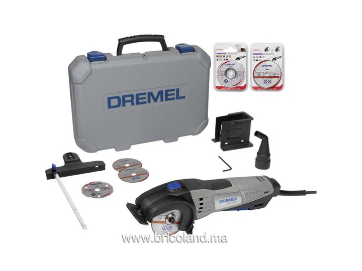 Mini scie circulaire DSM20 : 3 adaptateurs et 8 accessoires - Dremel