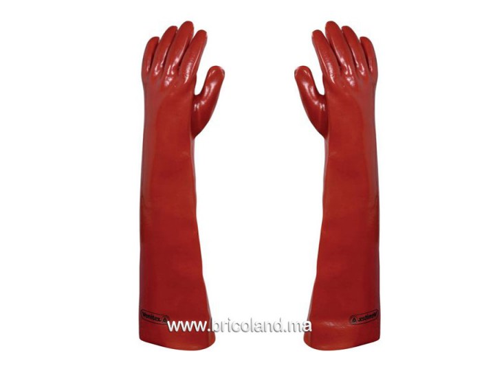 Gant PVC rouge anti-acides 40 CM