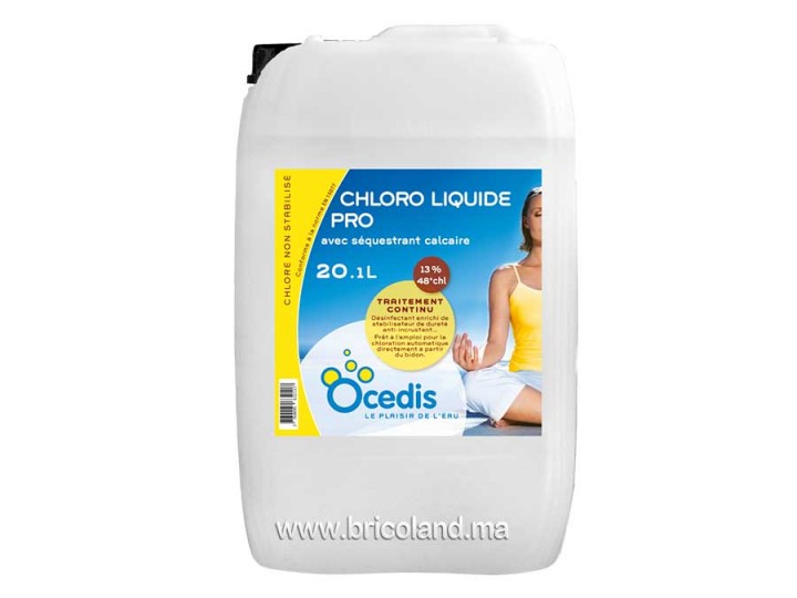 Chlore liquide sans stabilisant PRO 13,5% - 20 L - Ocedis