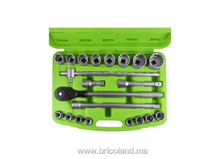 Coffret 21 Pièces Douilles 3/4" 12-LAMES ZINGUÉES  - 53728 JBM