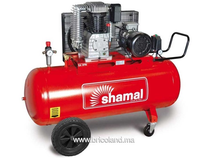 Compresseur d'air 3 HP. 300 litres Courroie Triphasé  - SHAMAL