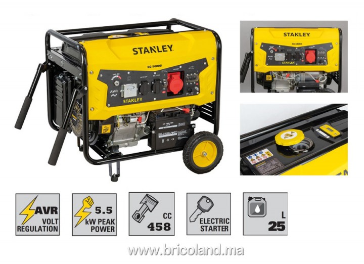 Groupe électrogène essence monophasé/triphasé SG 5600B 3,0 / 5,0 kW avec carte AVR - STANLEY