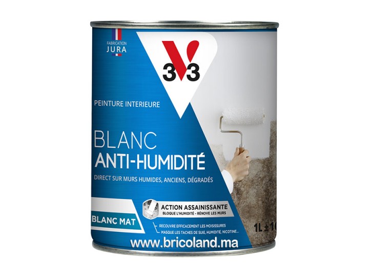 Peinture Multi-Matériaux Anti-humidité 1L Blanc Mat - V33