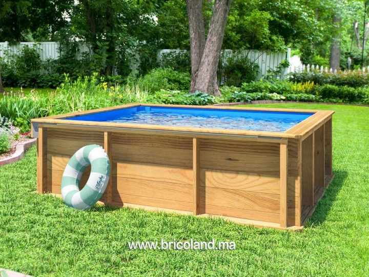 Piscine Bois PISTOCHE 2X2m avec Filtration et Couverture