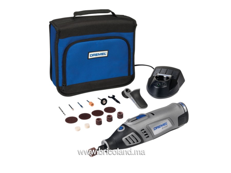 Bricoland - Outillage électroportatif - Coffret 8100 sans fil : 1  adaptateurs et 15 accessoires F0138100JA - Dremel