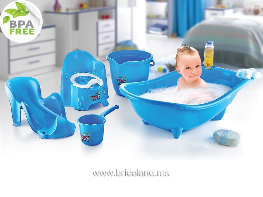 Nécessaire de bébé bleu pour le bain