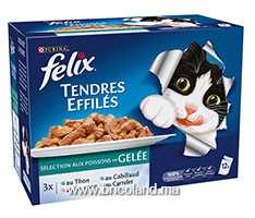 Felix tendres effilés 12x85g aux poissons en gelée pour chat - Purina