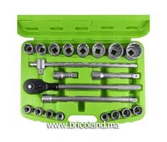 Coffret 21 Pièces Douilles 3/4" 12-LAMES ZINGUÉES  - 53728 JBM