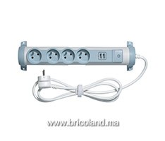 Rallonge multiprise 4 prises (2P+T) + 2 ports USB - LEGRAND
