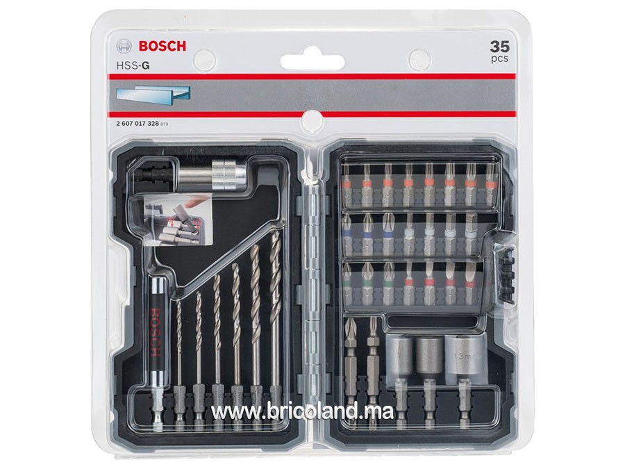 Achetez votre coffret 35 embouts de vissage + forets métaux Bosch.